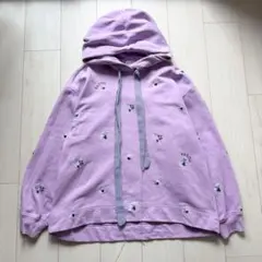 美品✨パトゥ PATOU フラワー総刺繍 スウェットパーカー ラベンダー Mのサムネイル
