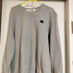 にゃー 猫顔刺繍 グレー スウェット