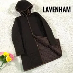 ラベンハム　イギリス製　2way フーディッド　キルティング　ウールコート