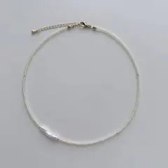 ライトグリーン ビーズネックレス 【5】