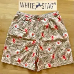 90’S WHITE STAG ハイビスカス総柄 ショートパンツ16 綿100%