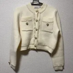 Knit Mix アイボリー カーディガン S