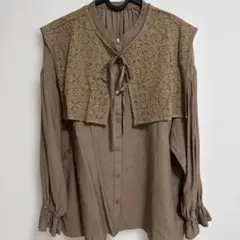 【美品】mily bilet ビッグレース衿3wayキャンディスリーブブラウス