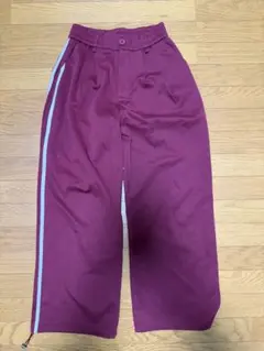 レディース サイドライン ワイドパンツ ボルドー