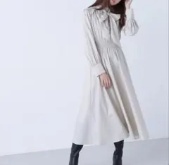 NATURAL BEAUTY BASIC　2wayボウタイギャザーワンピース