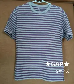 最終SALE【Sサイズ】GAP 紫とグレーストライプ 半袖Tシャツ