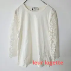 leur logette 袖レース トップス 七分袖 カットソー ブラウス