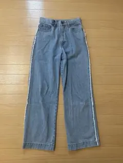 JEANASIS ライトブルー フリンジワイドデニムパンツ