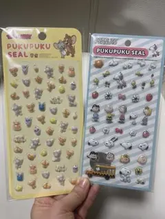 ぷくぷくシール　トムとジェリー　スヌーピー 2枚セット