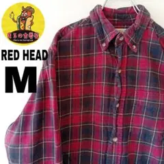 USA古着 RED HEAD　ネルシャツM　レッドブラウン　チェック