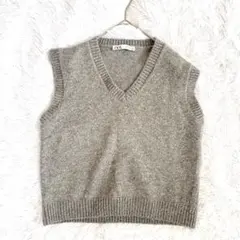 ZARA ザラ ニットベスト 学生 オフィス Mサイズ グレー 灰色 カジュアル