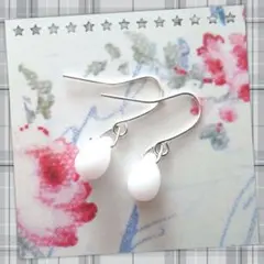 【No2-2】ドロップピアス・ホワイトS