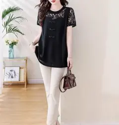 大きいサイズ レディース トップス　レース　春夏 秋 新品 半袖　ブラウス