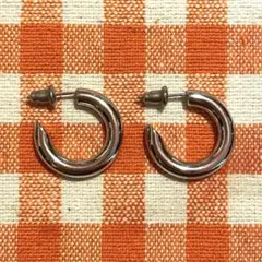 4㎜フープスタッドピアス☆シルバー【外径20㎜／2個】ステンレスピアス