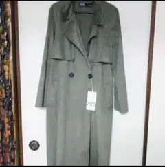 ZARA ロングトレンチコート カーキ