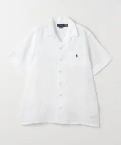 現行タグ ポロ ラルフローレン リネン オープンカラー 半袖 開襟シャツ L