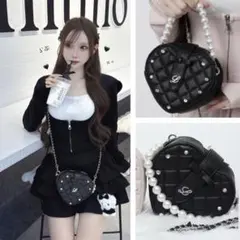 ルミニョンHeart quilting bijou 2way bag ピンク - メルカリ