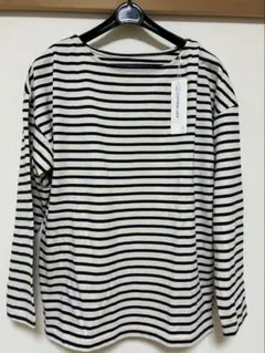 新品 ikka コットンUSA ボーダー長袖Tシャツ ネイビー Sのサムネイル