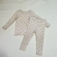 peekaboo 韓国服 ハート柄 ベージュ S 90 セットアップ パジャマ