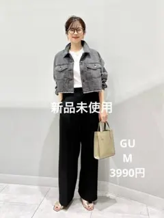 3990円新品未使用❣️GU❣️グレー クロップド切りっぱなしデニムジャケット