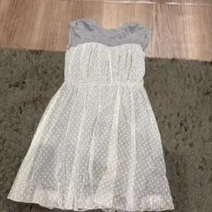 値下げ　ブランシェス　ノースリーブ ワンピース 140cm グレー×白ドット