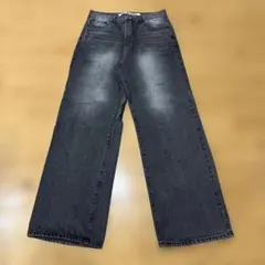 ダークグレー BLACKUPノバンウォッシングワイドデニム