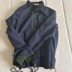 sacai luck ネイビー・グリーン ボタンアップシャツ