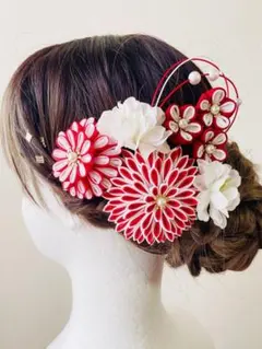 卒業式　つまみ細工と小花の髪飾り　紫系　半くす２点お得なセット