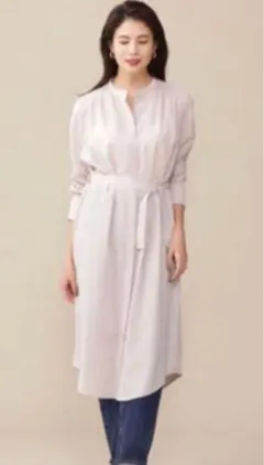 nano universe バンドカラー シャツワンピース 36