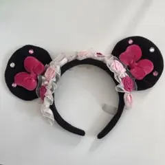ミッキー耳カチューシャ 黒とピンク
