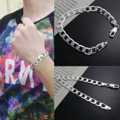 シルバー ユニセックス スライバー ブレスレット 8mm #C736-1