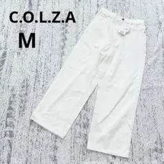 コルザ ワイドパンツ M キナリ 白 コットン ハイウエスト シンプル 幅広い