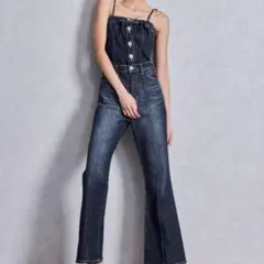 BACKリボンデニムロンパース GYDA