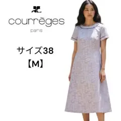 クレージュ リーフ柄 フレアワンピース 総柄 correges 38 Mのサムネイル