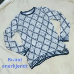 anerkjendt ネイビー ホワイト ニット SIZE S