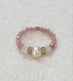 淡水パール×ローズクォーツ×インカローズ ビーズリング 11号 天然石