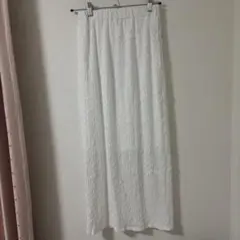 Discoat ジャガードレースナロースカート 白 ホワイト シアー フレア