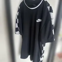 NIKE Tシャツ ブラック×ホワイト チェック柄
