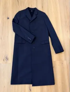 美品】ユニクロ +J ウールブレンド チェスターコート ネイビーMジル