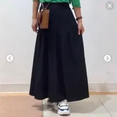 GU　ティアードフレアロングスカート　Z+E　新品タグ付　ブラック　XL