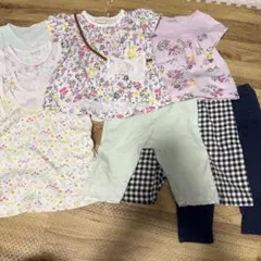 女の子　保育園　花柄　Tシャツ　半袖　肌着　トップス　パンツ　セット　まとめ