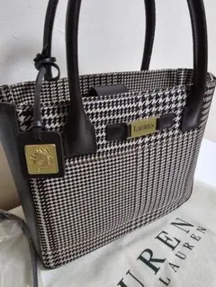 美品♪ ポロラルフローレン トートバッグ PVC レザー 千鳥柄 大容量 レア Polo Ralph Lauren ヴィンテージ トートバッグ PVC 千鳥柄 ポロ ラルフ