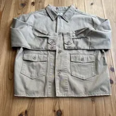 ベージュ コットン混紡 ボタン付きシャツジャケットのサムネイル