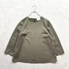 ユナイテッドアローズ【38】緑 長袖プルオーバー 光沢感 七分袖 春秋 きれいめ