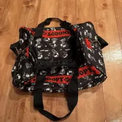 スヌーピー ボストンバッグ 黒赤