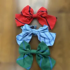 カラフルストライプリボン赤青緑の3点セット　コスプレ小物