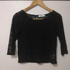 CECIL McBEE 黒 レース 五分袖 トップス　Mサイズ