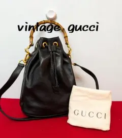 美品 極希少！Gucci バンブー レザー巾着型ショルダーバッグ ハンドバッグのサムネイル