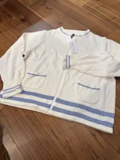 【新品】Kawai Okadaジップアップニットカーディガン 3L