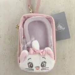 ディズニー マリーおしゃれキャット クリア窓ポーチ ストラップ付 ピンク